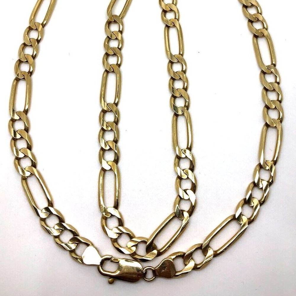 14K 585 Yellow Gold Figaro Chain With Lobster Clasp 26"